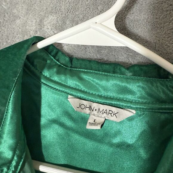 NWT John Mark Top L Green Jewel Collared Button Up Long Sleeve Boho Velvet $109 - Picture 4 of 9